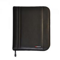 Monolith Black Leather-Look Zipped A4 Folio Case 2754