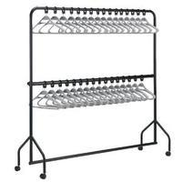 Mobile Garment Rail Double Bar 1800mm Long Black 313175