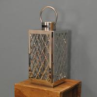Modern Polished Steel Candle Lantern by Kingfisher