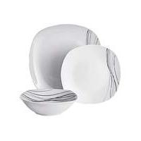 Monochrome Waves Square 24pc Dinner Set