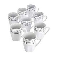 Monochrome Waves 8-Piece Mug Set