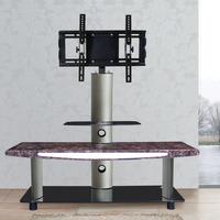 modern brown marble effect lcd tv stand with iron bracket