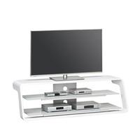 Molton LCD TV Stand In White High Gloss With Grey Glass Shelves