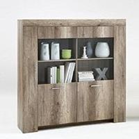 Monalisa 2 Wild Oak 2 Door Glass Display Cabinet With 4 Shelf