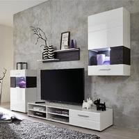Mobel Living Room Set In White With Gloss Fronts And LED