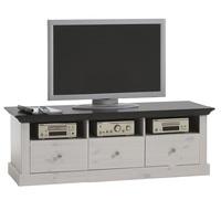 monika lcd tv stand in solid pine white wash with 3 drawers