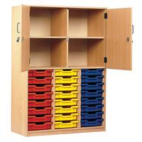 monarch 24 shallow tray storage cupboard with half lockable doors