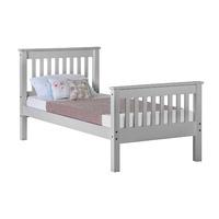 monaco high foot end bed frame single grey