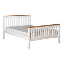 Monaco High Foot End Bed Frame Double White and Pine