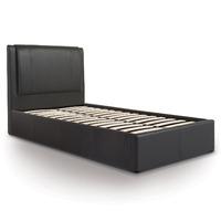 Modern Leather Ottoman Bed - Single - Black