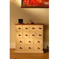 Mottisfont Painted CD and Video Chest (White, Oak, Metal)