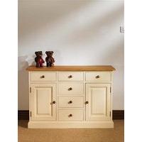 Mottisfont Painted 6 Drawer 2 Door Cupboard (White, Oak, Metal)