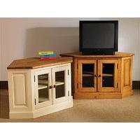 Mottisfont Waxed Corner TV With Glazed Doors (Wooden)