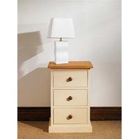 Mottisfont Painted 3 Drawer Bedside Cabinet (White, Oak, Metal)