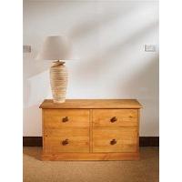 Mottisfont Waxed Long 4 Drawer Chest (Metal)