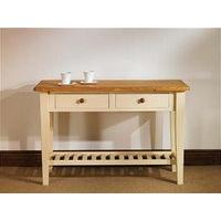 Mottisfont Painted 4ft Hall or Side Table (Cream, Oak, Metal)