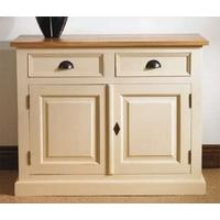 Mottisfont Painted 2 Door 2 Drawer Hall Cupboard (White, Oak, Metal)