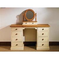 Mottisfont Painted Double Pedestal Desk/Dressing Table (White, Pine, Metal)