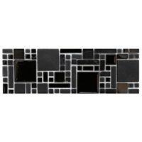 Modular Mosaic Black Glass & Stone Border Tile (L)298mm (W)97mm
