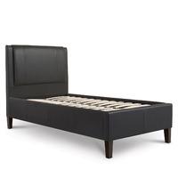 Modern Leather Bed - Single - Black