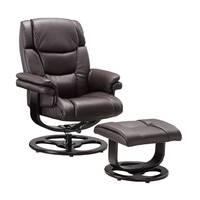 Monaco Recliner Leather Armchair and Footstool Brown