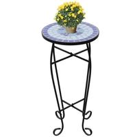 mosaic side table plant table blue white