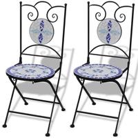 mosaic bistro chair blue white set of 2