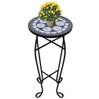 mosaic side table plant table black white