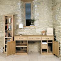 Mobel Solid Oak Large Hidden Office Twin Pedestal Desk