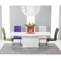 modena 150cm white high gloss extending dining table with malaga chair ...