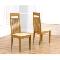 Monaco Solid Oak Cream Dining Chairs (Pair)