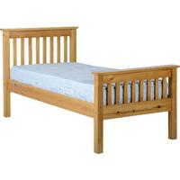 Monaco High Foot End Bed Frame Double Waxed