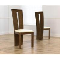 Montreal Dark Solid Oak Cream Dining Chairs (Pair)