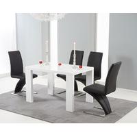 Monza 120cm White High Gloss Dining Table with Black Hampstead Z Chairs