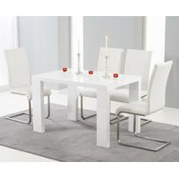 Monza 150cm White High Gloss Dining Table with Malaga Chairs
