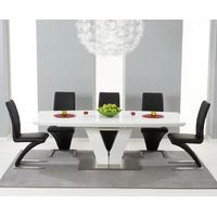 modena 150cm white high gloss extending dining table with hampstead z  ...