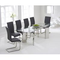 Mozart 160cm Extending Glass Dining Table with Charcoal Grey Malaga Chairs