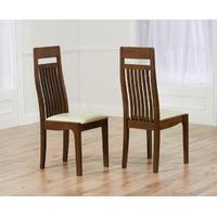 Monaco Dark Solid Oak Cream Dining Chairs (Pair)