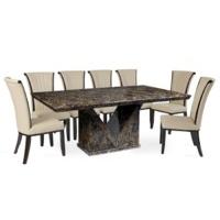 mocha 220cm marble dining table with alpine chairs