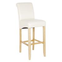 Monte Carlo High Bar Chair In Cream Faux Leather With Oak Legs