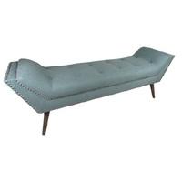 Monsoon Modern Large Chaise In Aqua Fabric With Wooden Legs