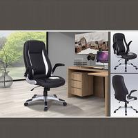 Modern Home Office Chair In Black And White Faux Leather