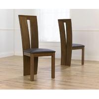 montreal dark solid oak brown dining chairs pair