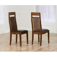 Monaco Dark Solid Oak Brown Dining Chairs (Pair)