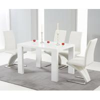 Monza 150cm White High Gloss Dining Table with White Hampstead Z Chairs