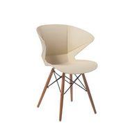 MOCHA CREAM MOULDED CHAIR WITH WOOD FRAME