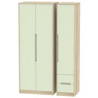 Monaco Mussel and Bardolino Triple Wardrobe - Tall Plain with 2 Drawer