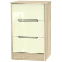 monaco high gloss cream and bordolino bedside cabinet 3 drawer locker