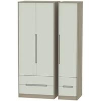 monaco kaschmir and darkolino triple wardrobe tall with drawer