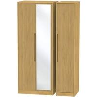 Monaco Modern Oak Triple Wardrobe - Tall with Mirror